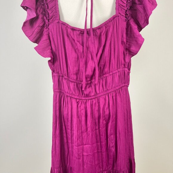 NWOT ANTHROPOLOGIE Ruffled Tiered Midi Dress In Berry Size XL - Picture 11 of 16